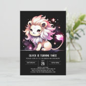 パステルキッズライオン誕生日 招待状 (スタンド正面)