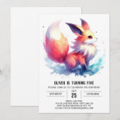 パステルキツネ誕生日 招待状 (正面/裏面)