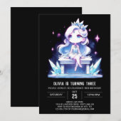 パステルキャッスルプリンセス誕生日 招待状 (正面/裏面)