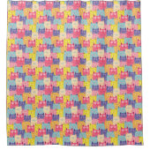 パステルキャッツアートシャワーカーテン – パウダールームギフト シャワーカーテン (正面)