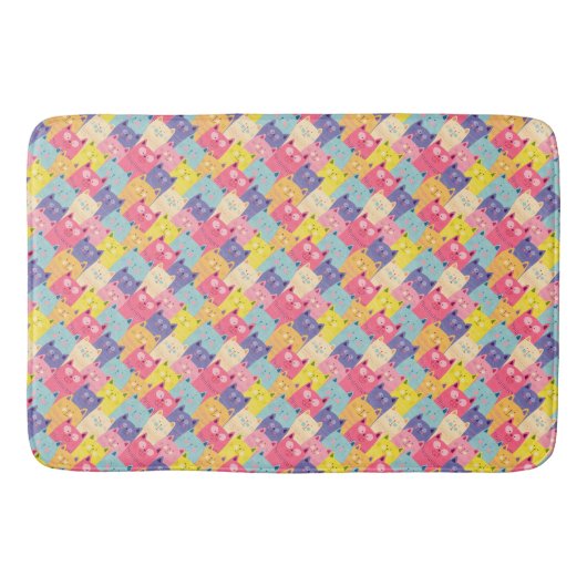 パステルキャッツアートシャワーカーテン – パウダールームギフト バスマット (正面)