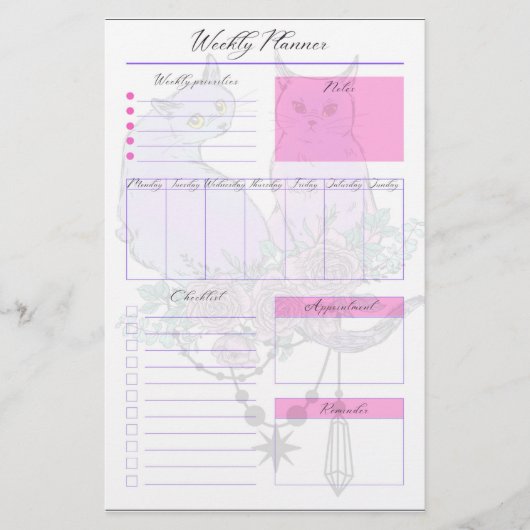 パステルキャッツウィークリープランナーシート 便箋 (正面)