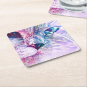 パステルキャットドリームスケープ スクエアペーパーコースター (アングル)