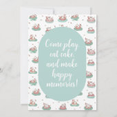 パステルキャット誕生日招待状キュートプールパーティー 招待状 (裏面)