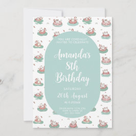 パステルキャット誕生日招待状キュートプールパーティー 招待状