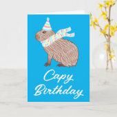 パステルキャピー誕生日おもしろいキャピバラ恋人 カード (黄色い花)