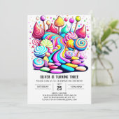 パステルキャンディスウィートチョコレート誕生日 招待状 (スタンド正面)