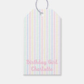 パステルキャンディストライプ誕生日ガール ギフトタグ (正面)