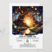 パステルキュートウッドランドデジタル誕生日 招待状 (正面/裏面)