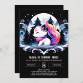 パステルキュートウルフ誕生日 招待状 (正面/裏面)