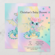 パステルキュートティール（緑がかった色）ドラゴン牡丹ガールベビーシャワー