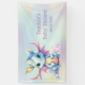 パステルキュートドラゴンガールベビーシャワーカスタム 横断幕 (縦)