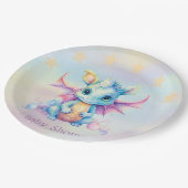 パステルキュートドラゴンガールベビーシャワー ペーパープレート (アングル)