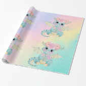 パステルキュートドラゴンガール誕生日/ベビーシャワー ラッピングペーパー (アンロールド)