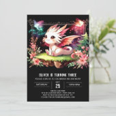 パステルキュートドラゴン誕生日 招待状 (スタンド正面)