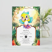 パステルキュートパロット誕生日 招待状 (スタンド正面)