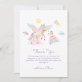 パステルキュートプリンセスユニコーンベビーシャワー サンキューカード (正面)
