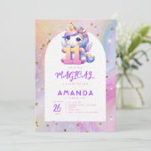 パステルキュートユニコーンガール11誕生日招待状 招待状 (スタンド正面)