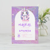 パステルキュートユニコーンガール12誕生日招待状 招待状 (スタンド正面)