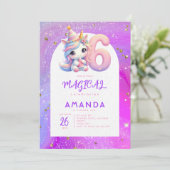 パステルキュートユニコーンガール6誕生日 招待状 (スタンド正面)