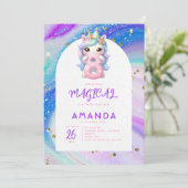 パステルキュートユニコーンガール8誕生日 招待状 (スタンド正面)