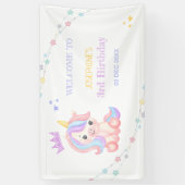 パステルキュートユニコーンマジカルデイ誕生日 横断幕 (縦)