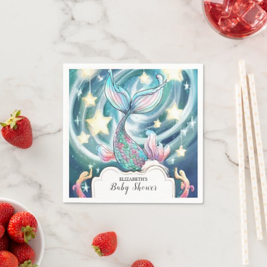 パステルキュート人魚ベビーシャワー スタンダードカクテルナプキン (インサイチュ)