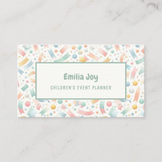 パステルキュート紙吹雪ウォーターカラーパーティーとイベント 名刺 (正面)