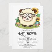 パステルキュート羊の赤ちゃんシャワー 招待状 (正面/裏面)