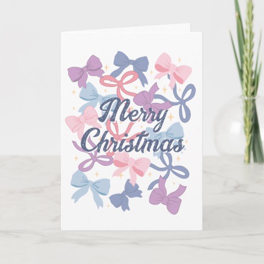 パステルギフト弓メリークリスマス© GraphicLoveShop カード (正面)