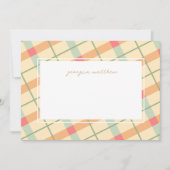 パステルギンガムプレイドパーソナライズされたノートカード 招待状 (正面)