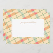 パステルギンガムプレイドパーソナライズされたノートカード 招待状 (正面/裏面)