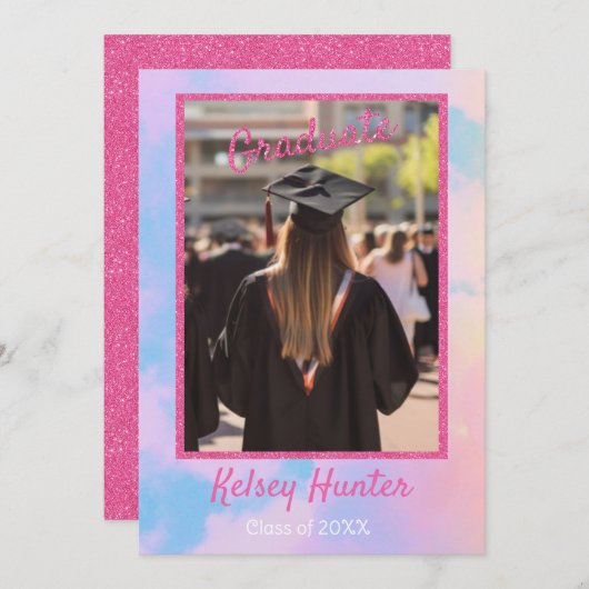 パステルクラウズグラウンディングエララバーピンクグリッター 案内状 (正面/裏面)