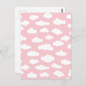 パステルクラウドアステティックホワイトとピンクアート ポストカード (正面/裏面)