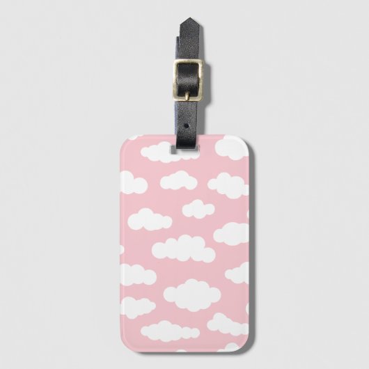 パステルクラウドアステティックホワイトとピンクアート ラゲッジタグ (正面縦)