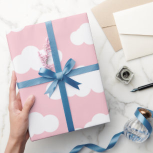 パステルクラウドアステティックホワイトとピンクアート ラッピングペーパー