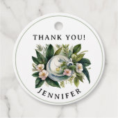 パステルクラシカルピンクグリーンフローラティーウォーターカラー フェイバータグ (正面)