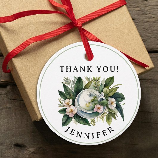 パステルクラシカルピンクグリーンフローラティーウォーターカラー フェイバータグ