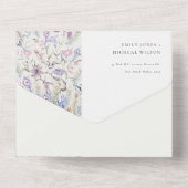 パステルクラッシー華美ウォーターカラーピーコック結婚ズ オールインワン招待状 (裏面)