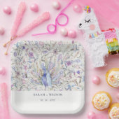 パステルクラッシー華美ウォーターカラーピーコック結婚ズ ペーパープレート (パーティー)