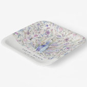 パステルクラッシー華美ウォーターカラーピーコック結婚ズ ペーパープレート (傾斜あり)