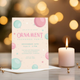 パステルクリスマスオーナメントエクスチェンジホリデーパーティー 招待状