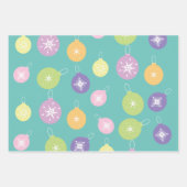 パステルクリスマスオーナメントスノーフレークスパターン ラッピングペーパーシート (正面3)