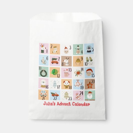 パステルクリスマスカウントダウン降臨カレンダー24ギフト フェイバーバッグ (正面)