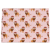 パステルクリスマスサファリアニマルズピンクリオン ラージペーパーバッグ (正面)