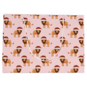 パステルクリスマスサファリアニマルズピンクリオン ラージペーパーバッグ (裏面)