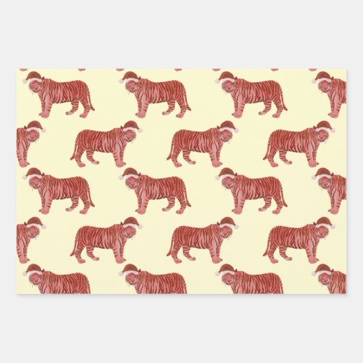 パステルクリスマスサファリアニマルズ | Lion Zebra Tiger ラッピングペーパーシート (正面3)