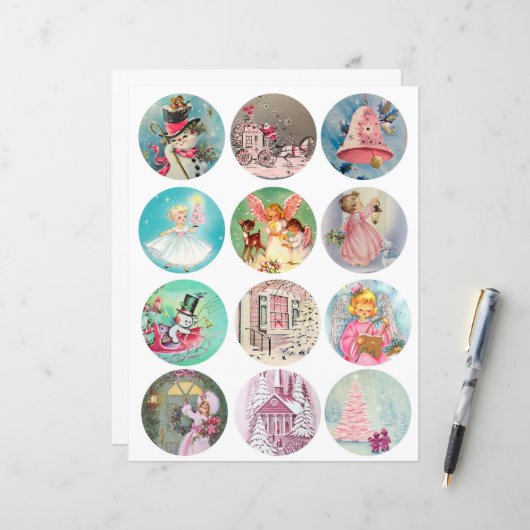 パステルクリスマスサークル2.5インチクリップアート (正面/裏面インサイチュ)