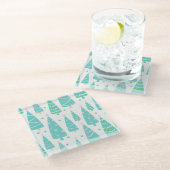 パステルクリスマスツリーフォレスト ガラスコースター (アングル)