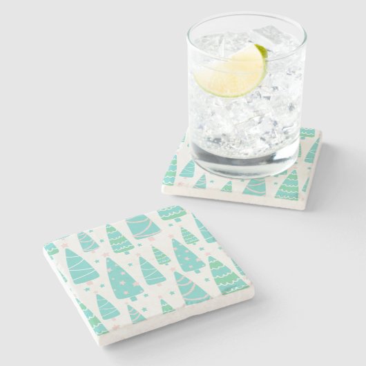 パステルクリスマスツリーフォレスト ストーンコースター (横)